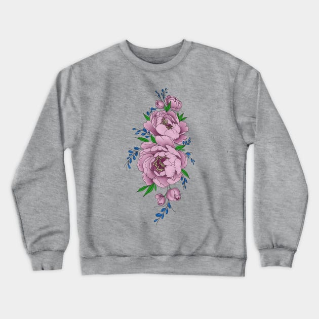 Pretty pink peonies Crewneck Sweatshirt by paviash